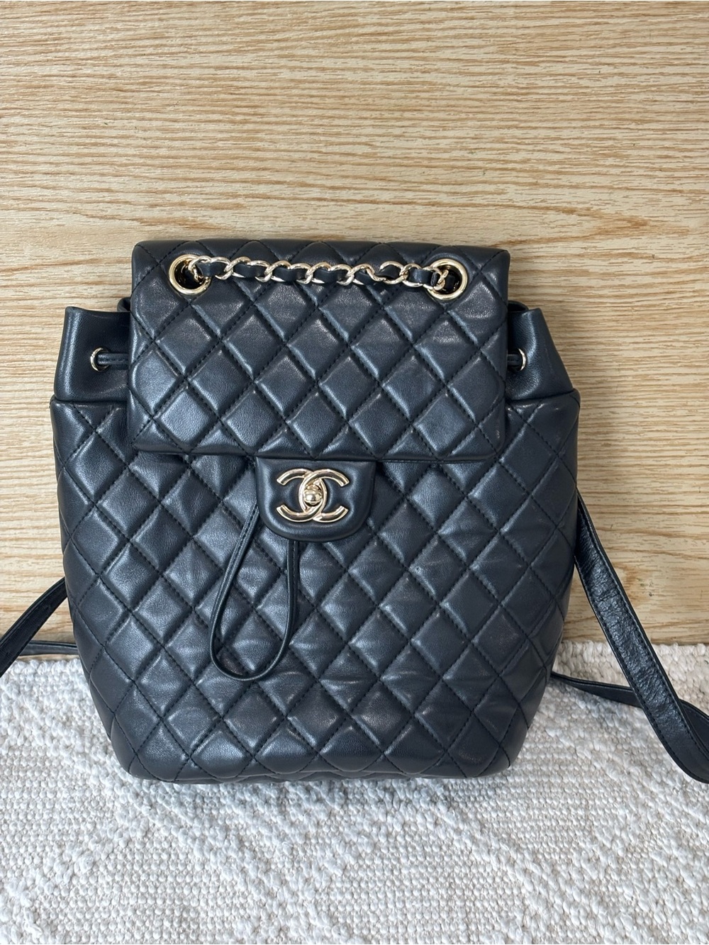 Calfskin Quilted Mini Urban Spirit Backpack Black